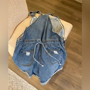 Maternity Denim Short Overalls
